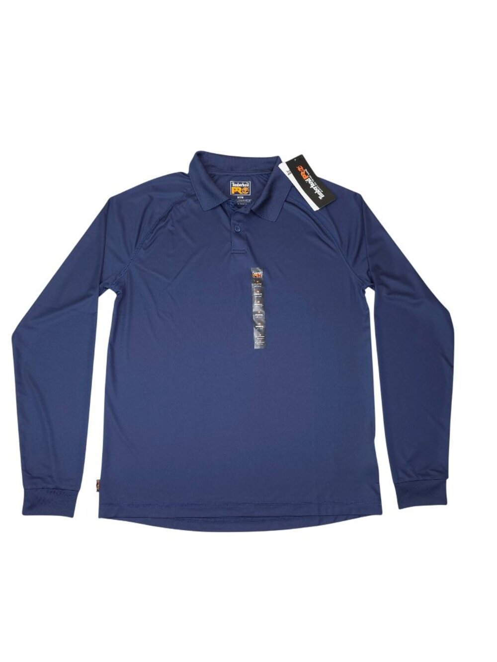 Timberland Pro Mens Navy Long Sleeve Polo Shirt M Athletic Fit Wickwork & Odor C